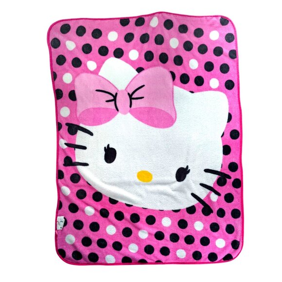 Hello Kitty Pink Plush Throw Blanket 46x60 Soft Fleece Kids Twin Bed Bedding Gif - Picture 2 of 5